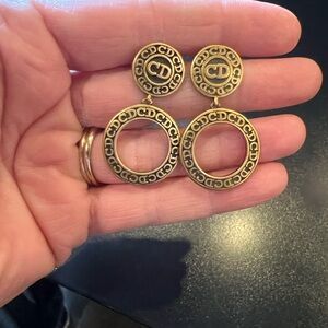 Dior Gold Logo Hoop Earrings